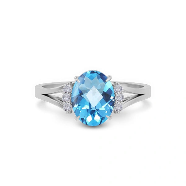 Blue Topaz Platinum Ring R52
