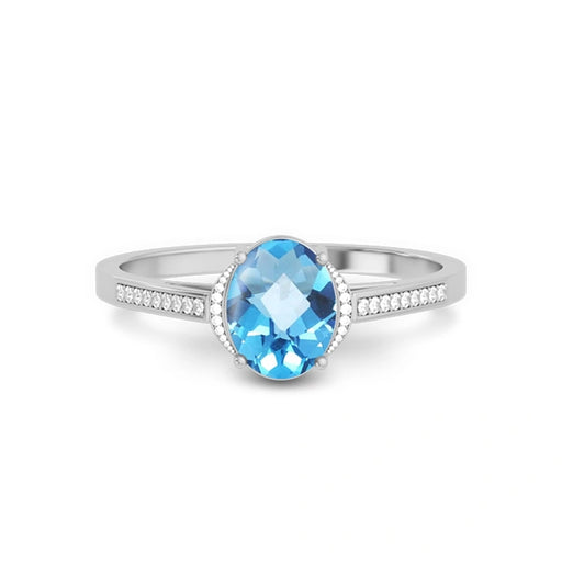 Blue Topaz Platinum Ring R53