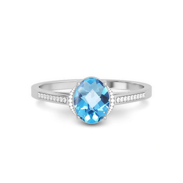 Blue Topaz Platinum Ring R53