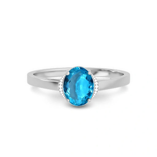 Blue Topaz Platinum Ring R54