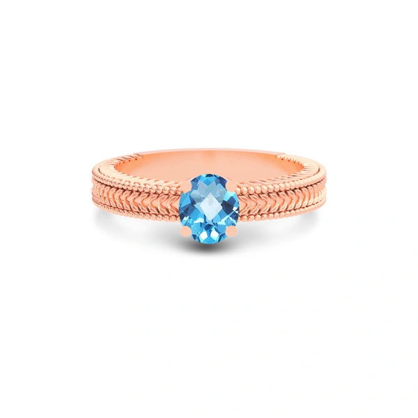 Blue Topaz Rose Gold Ring R3