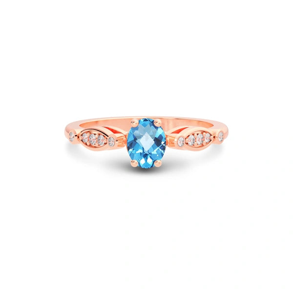 Blue Topaz Rose Gold Ring R15