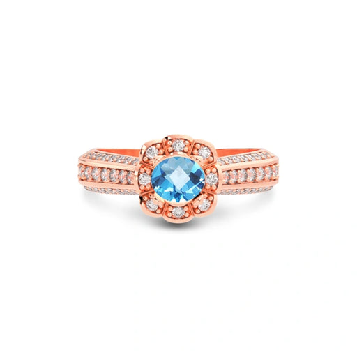 Blue Topaz Rose Gold Ring R30