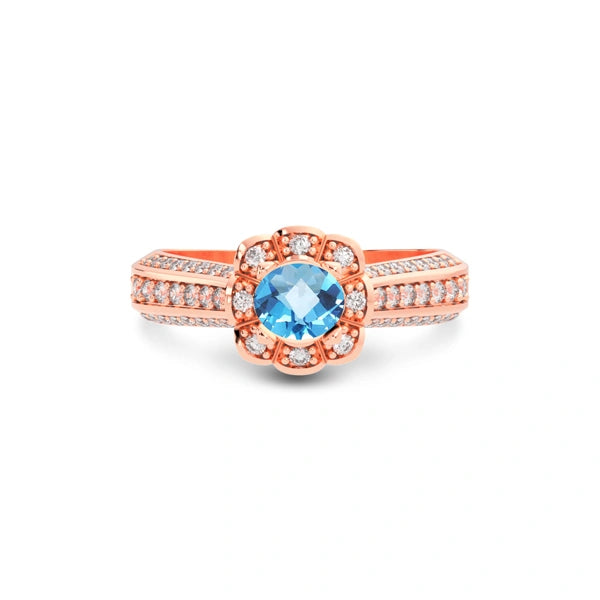 Blue Topaz Rose Gold Ring R30