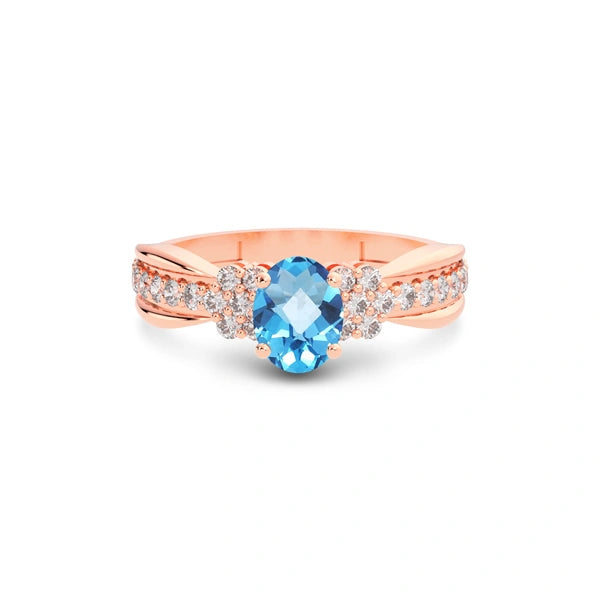 Blue Topaz Rose Gold Ring R31