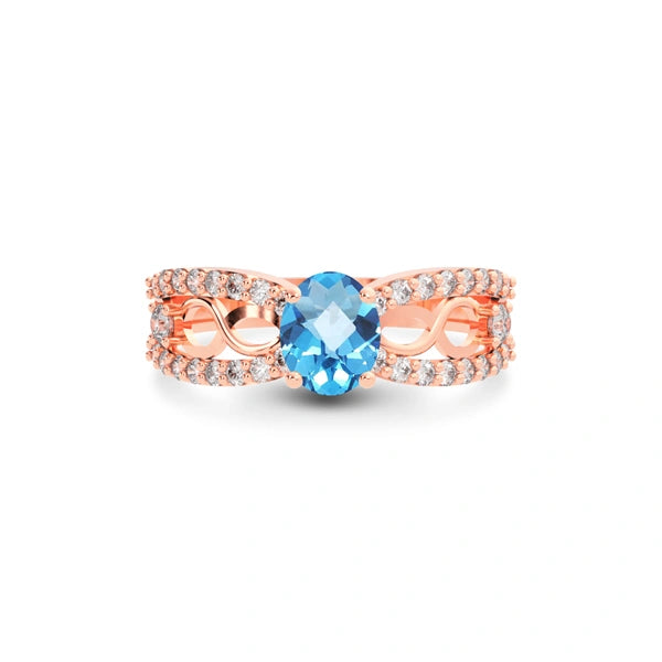 Blue Topaz Rose Gold Ring R34