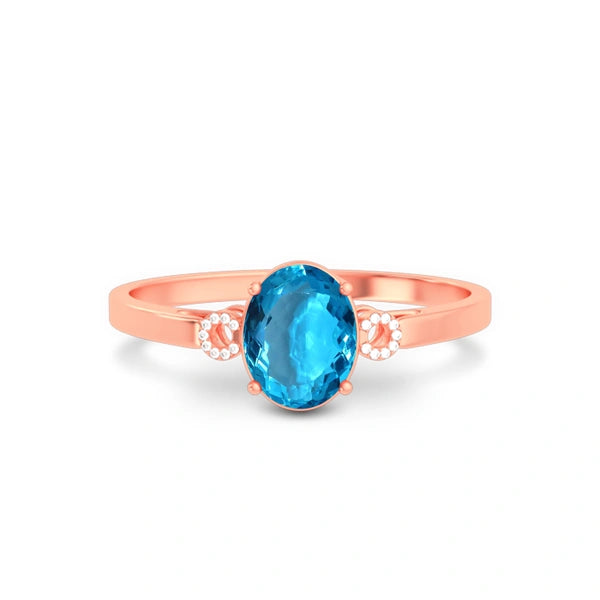 Blue Topaz Rose Gold Ring R38