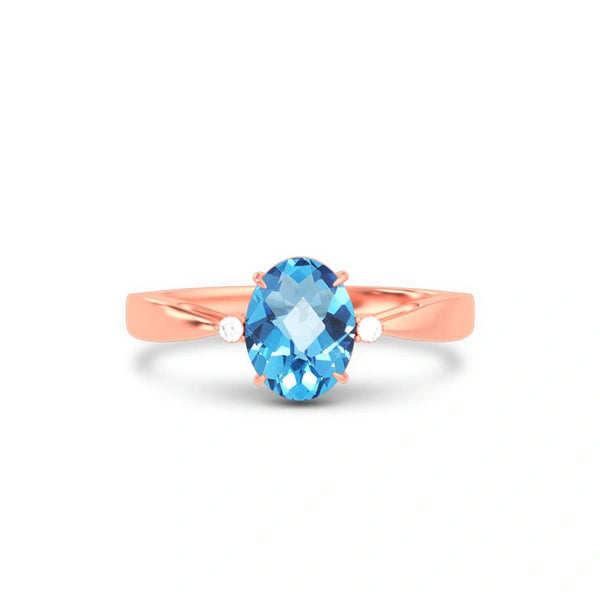 Blue Topaz Rose Gold Ring R42