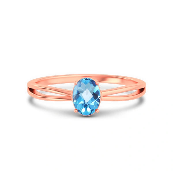 Blue Topaz Rose Gold Ring R43