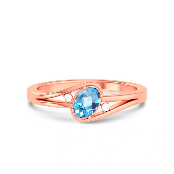 Blue Topaz Rose Gold Ring R44