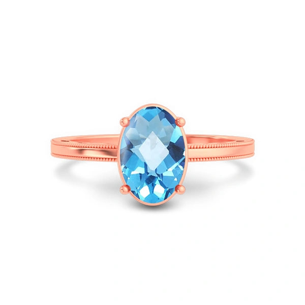 Blue Topaz Rose Gold Ring R48
