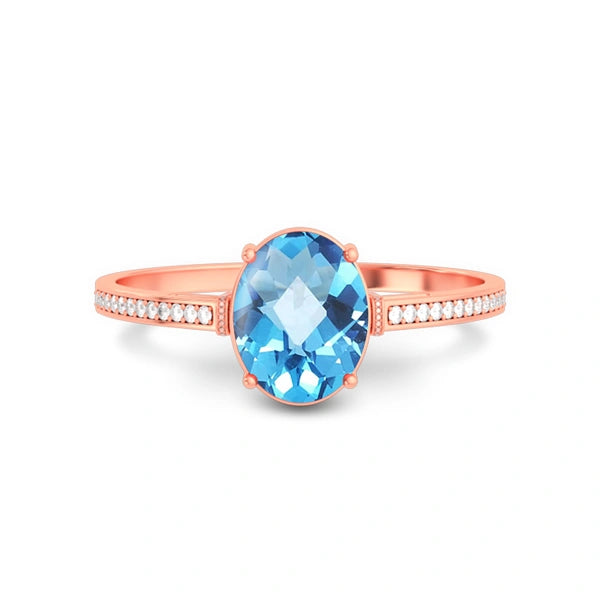 Blue Topaz Rose Gold Ring R50