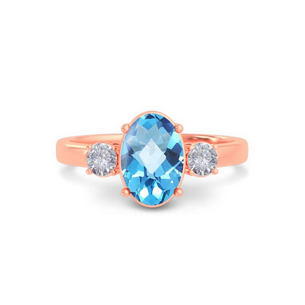 Blue Topaz Rose Gold Ring R51