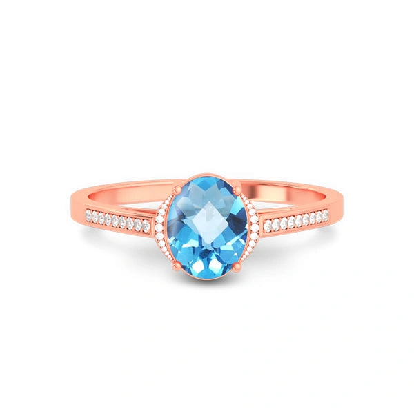 Blue Topaz Rose Gold Ring R53