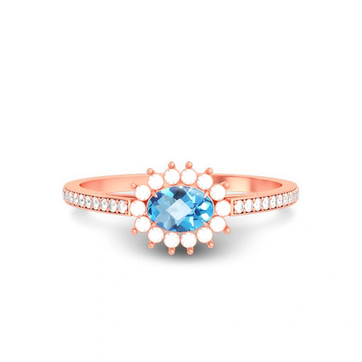 Blue Topaz Rose Gold Ring R55