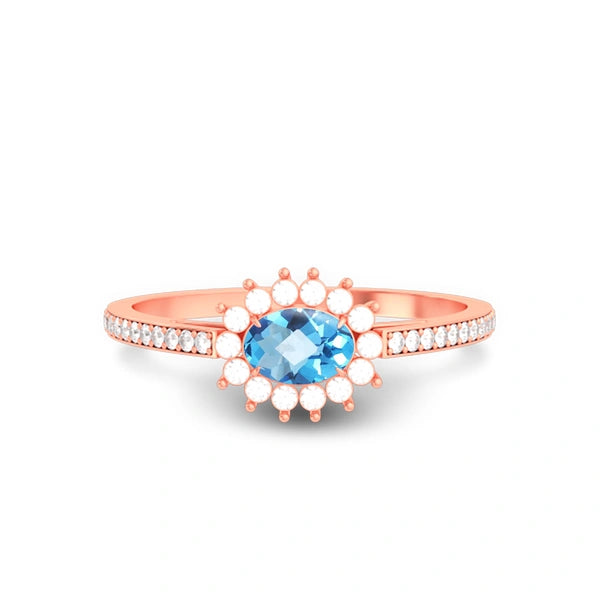Blue Topaz Rose Gold Ring R55