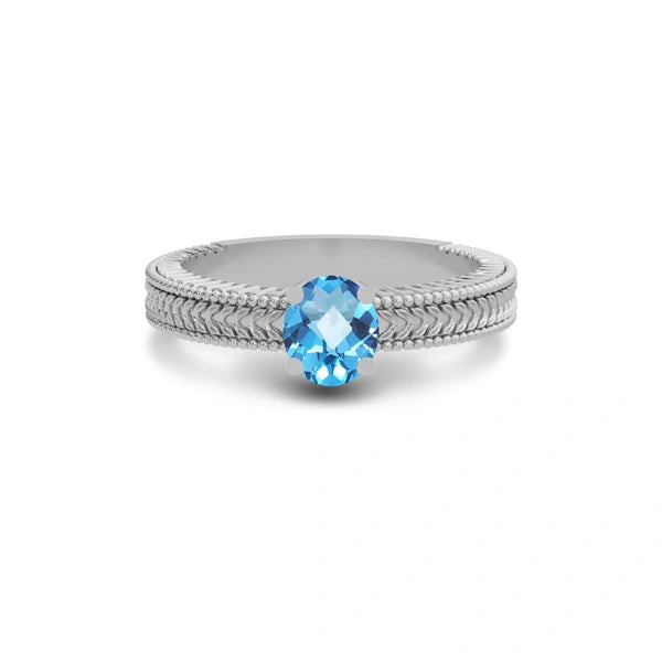 Blue Topaz Sterling Silver Ring R3