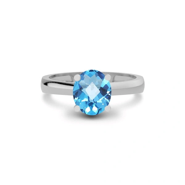 Blue Topaz Sterling Silver Ring R7