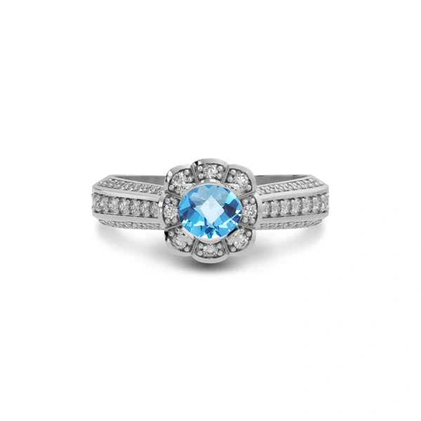 Blue Topaz Sterling Silver Ring R30