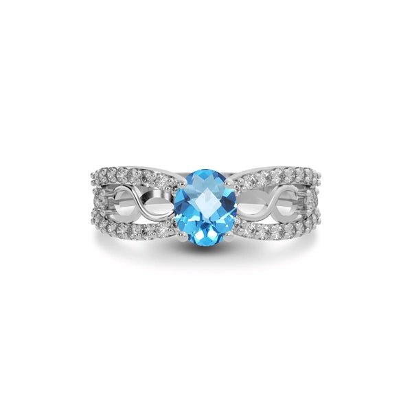 Blue Topaz Sterling Silver Ring R34