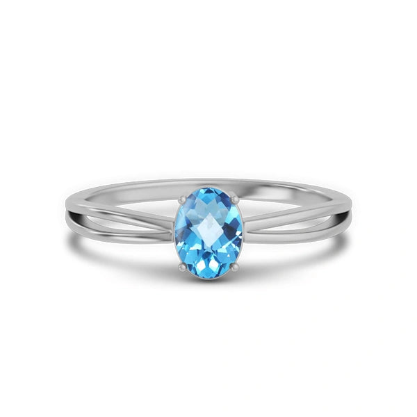 Blue Topaz Sterling Silver Ring R43