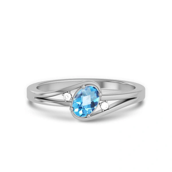 Blue Topaz Sterling Silver Ring R44