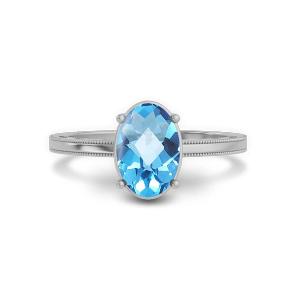 Blue Topaz Sterling Silver Ring R48
