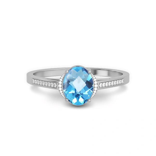 Blue Topaz Sterling Silver Ring R53