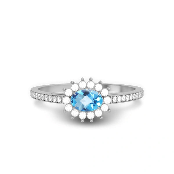 Blue Topaz Sterling Silver Ring R55