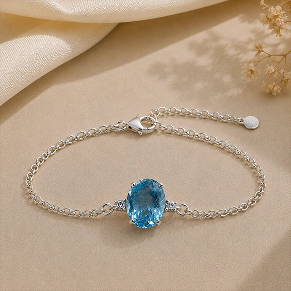 Blue Topaz Silver Rakhi Bracelet - RK-1BT