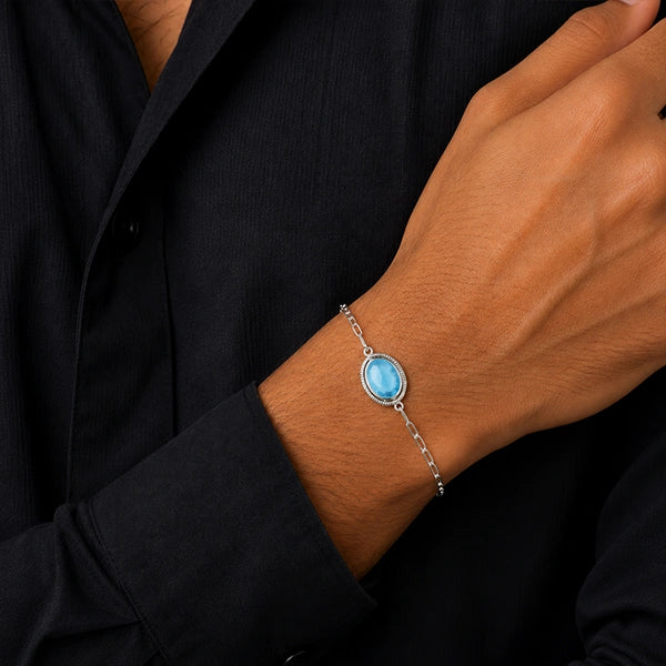 Blue Topaz Silver Rakhi Bracelet - RK-2BT