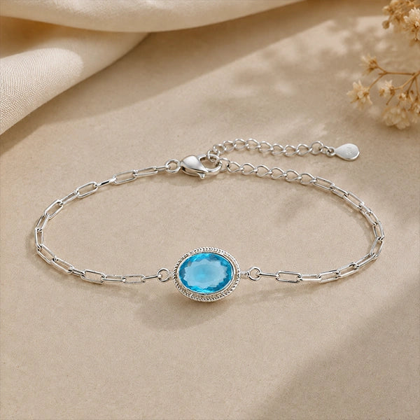 Blue Topaz Silver Rakhi Bracelet - RK-2BT
