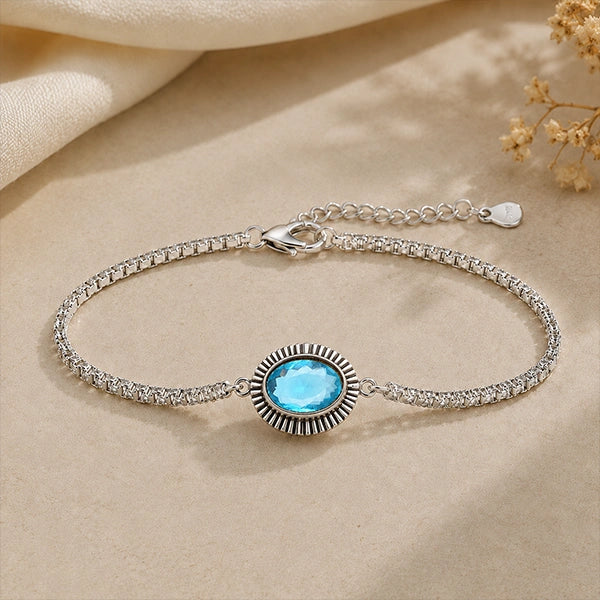 Blue Topaz Silver Rakhi Bracelet - RK-3BT