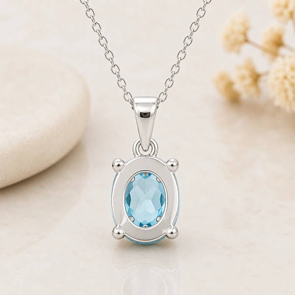 Blue Topaz Silver Pendant