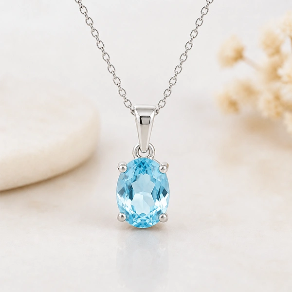 Blue Topaz Silver Pendant