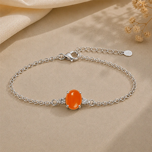 Carnelian Silver Rakhi Bracelet - RK-1CL