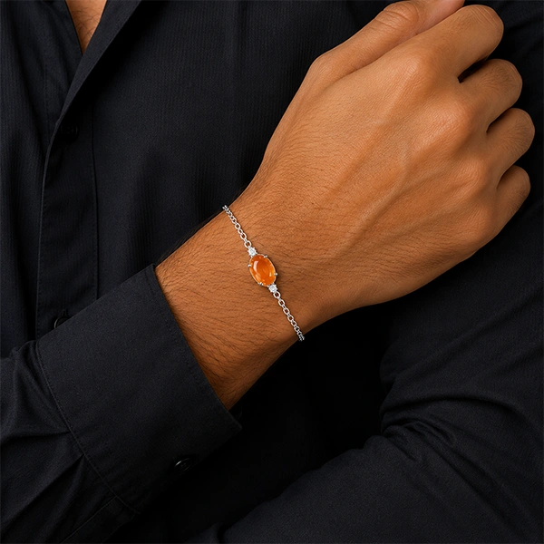 Carnelian Silver Rakhi Bracelet - RK-1CL