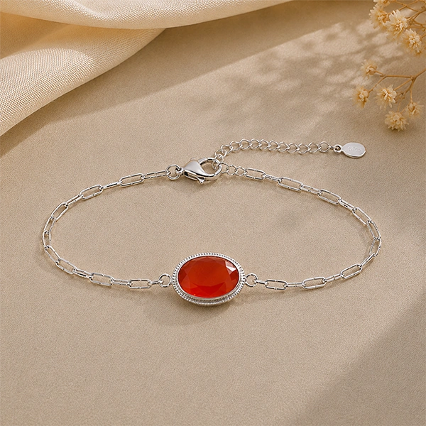 Carnelian Silver Rakhi Bracelet - RK-2CL