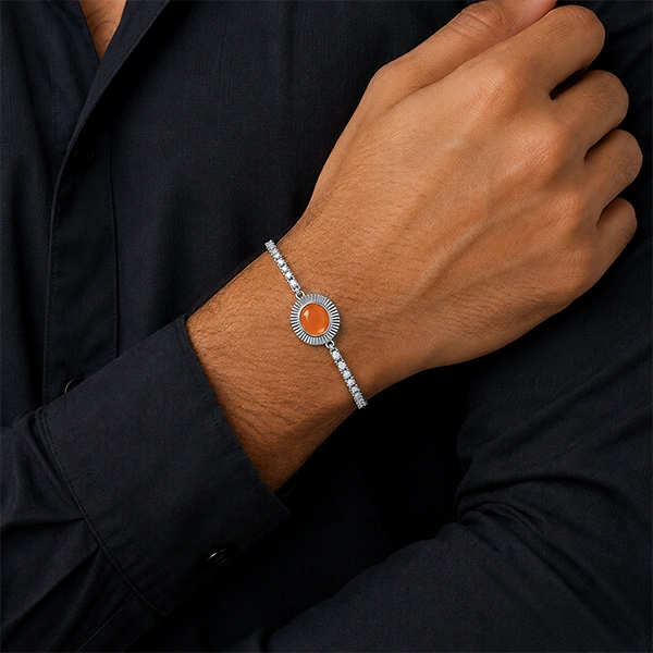 Carnelian Silver Rakhi Bracelet - RK-3CL