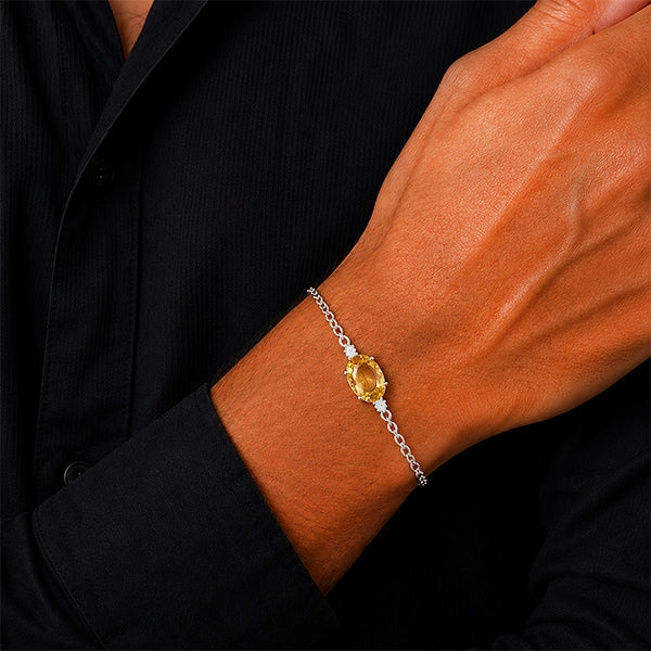 Citrine Silver Rakhi Bracelet - RK-1CN