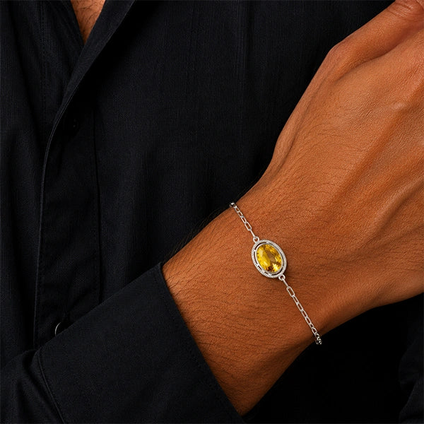 Citrine Silver Rakhi Bracelet - RK-2CN