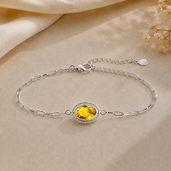 Citrine Silver Rakhi Bracelet - RK-2CN