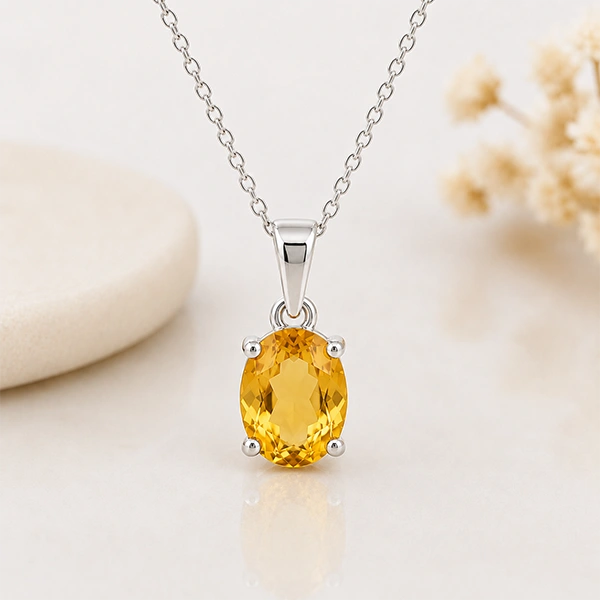 Citrine Silver Pendant