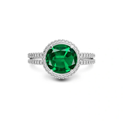 Emerald (Zambia) Platinum Ring R11