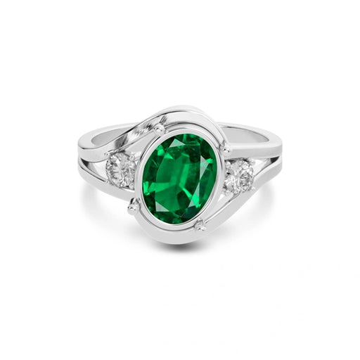 Emerald (Zambia) Platinum Ring R26