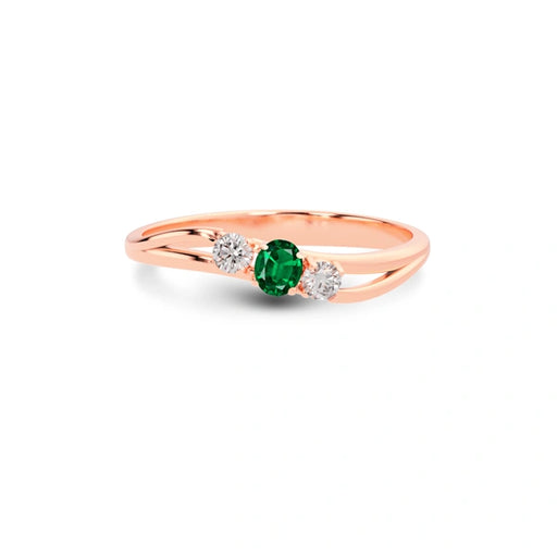 Emerald (Zambia) Rose Gold Ring  R1