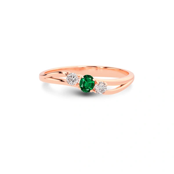 Emerald (Zambia) Rose Gold Ring  R1