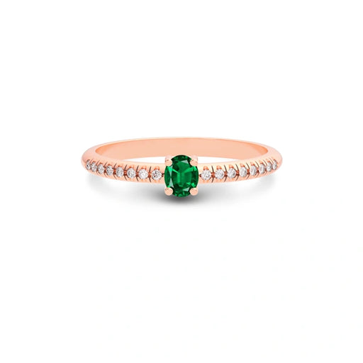 Emerald (Zambia) Rose Gold Ring  R4