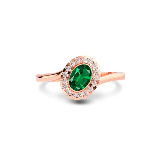 Emerald (Zambia) Rose Gold Ring  R5
