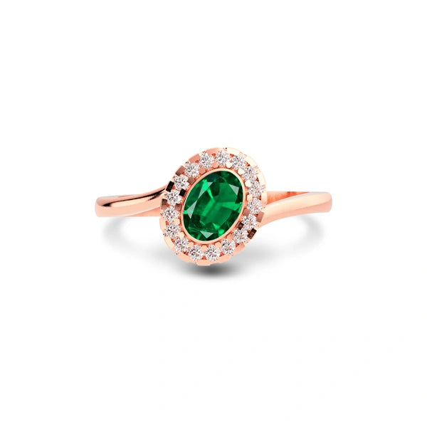 Emerald (Zambia) Rose Gold Ring  R5